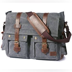 Lifewit Canvas Leather Messenger Laptop Bag